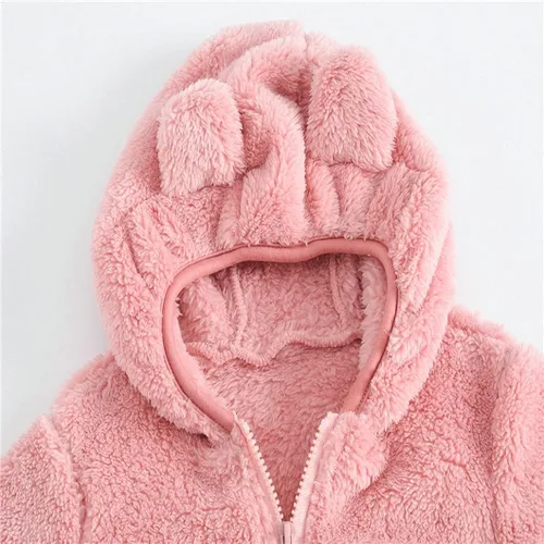 Vista 3 de Chaqueta con capucha de forro polar para niños y niñas, con cremallera, abrigo cálido de invierno