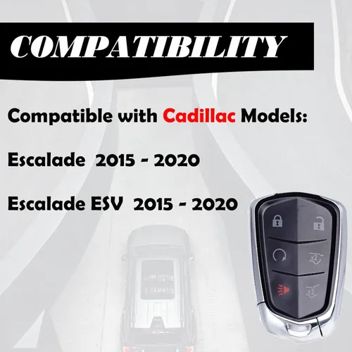 Vista 3 de Llavero de repuesto compatible con Cadillac Escalade 2015-2020 Escalade ESV 2015-2020 de proximidad inteligente sin llave, control remoto, arranque