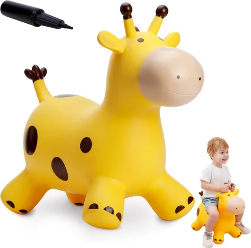 Vista 16 de Caballo Saltarín de Jirafa para Niños Pequeños, Animales Saltadores Caballo Saltarín, Juguetes Inflables Saltadores para Montar Regalos para Niños