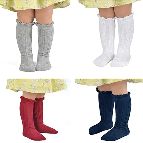 Vista 4 de DRESHOW BQUBO - Calcetines de vestir para bebé, calcetines de algodón para niñas pequeñas