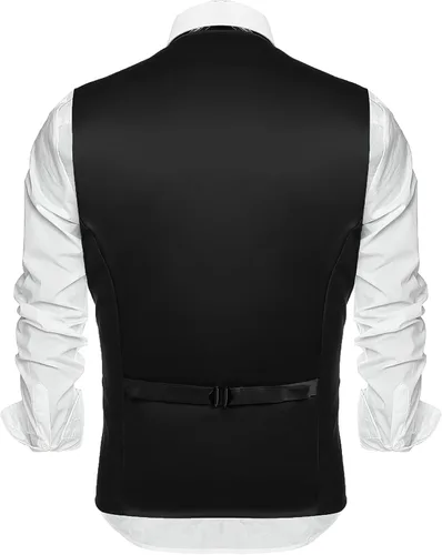 Vista 4 de Coofandy chaleco para traje o esmoquin con 5 botones, para hombre.