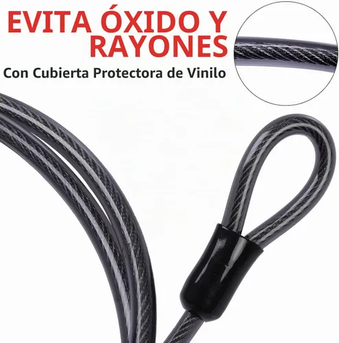 Vista 5 de DELSWIN Cable de acero de seguridad con bucles, 0.472 in (1/2 pulgada) de grosor, 4 pies, resistente cable de bloqueo de bicicleta, cables trenzados