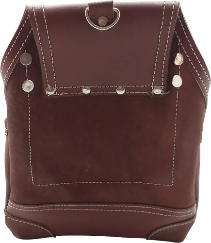 Vista 4 de Bolsa de herramientas de carpintero de oro de cuero 3350, cuero curtido al aceite marrón 10 bolsillos Full-grain leather with 2 hammer holders and