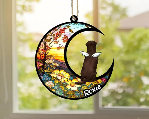 Vista 284 de LOVELYPOD Adorno de Navidad personalizado para perro Basset Hound (marrón) Basset Hound (marrón) adorno para atrapasoles de perro, razas de perros