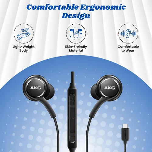 Vista 4 de Auriculares intrauditivos originales Samsung AKG USB-C con micrófono y control remoto, auriculares con cable tipo C para Galaxy S24 S23 S22 S21 S20