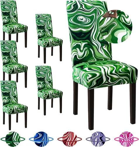 Vista 55 de Sufdari Juego de 4 fundas para sillas de comedor, color beige, antideslizantes, de elastano, elásticas, para comedor, hotel (Grande)
