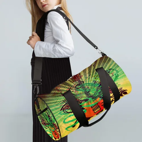 Vista 3 de Grunge - Bolsa de lona musical retro con correa de hombro desmontable, bolsa deportiva para gimnasio, bolsa deportiva para estudiantes, 17.6 x 9 x 9