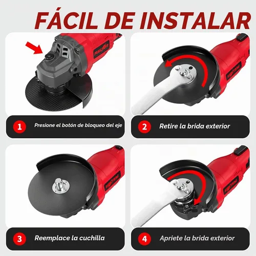 Vista 7 de Amoladora angular inalámbrica de 4-1/2 pulgadas, herramienta de amoladora angular sin escobillas de 10000 RPM, ajuste de 3 velocidades, amoladoras