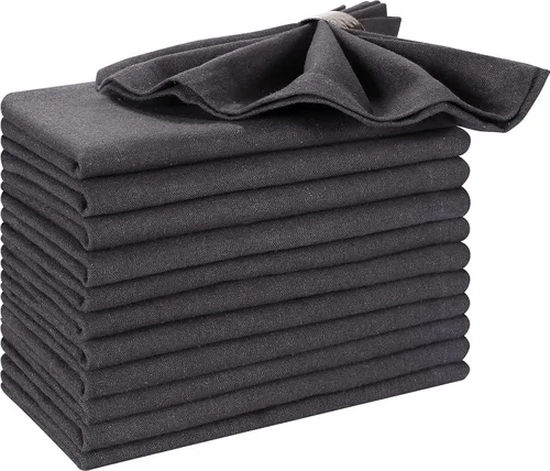 Vista 23 de Ramanta Home Juego de 12 Servilletas de Cena de Algodón Negro Servilletas de Tela 100% Algodón de 18x18 Pulgadas Servilletas de Mesa de Tela