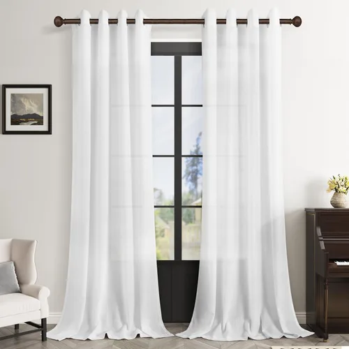 Vista 44 de Cortinas de lino negro para dormitorio y sala de estar de 84 pulgadas de largo, juego de 2 paneles, para habitación de niños, filtro de luz