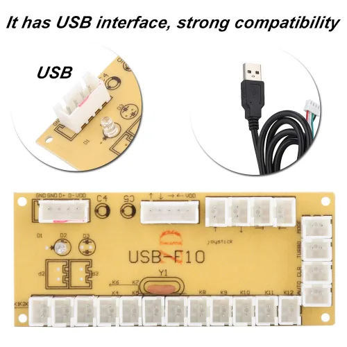 Vista 3 de Placa de circuito del controlador del juego del codificador USB para los juegos de lucha de la PC, asamblea del tablero de control del joystick