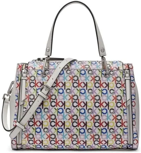 Vista 13 de Calvin Klein Bolso de organización novedoso Bubble Lamb Logotipo de almendra/gris pardo/blanco