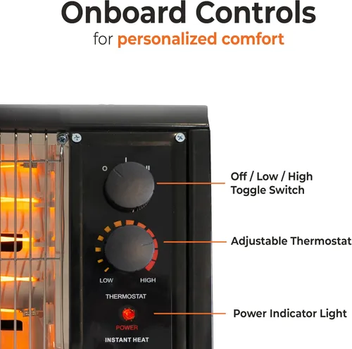 Vista 4 de Comfort Zone Calentador Radiante Eléctrico 1500/W Negro