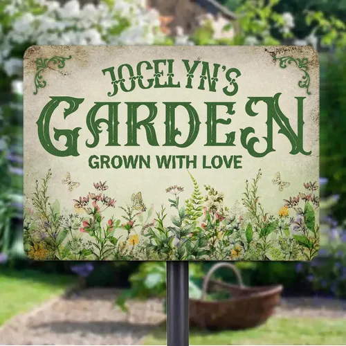 Vista 25 de Letreros de metal personalizados con nombre hechos en Estados Unidos, letrero de jardín vintage personalizado, impermeable, vintage, impresión