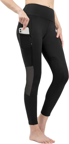 Vista 2 de FitsT4 - Mallas de equitación para mujer con bolsillos con cremallera, parche en la rodilla, malla de enfriamiento, pantalones ecuestres