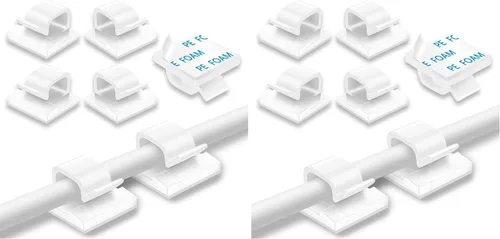 Vista 9 de 65 piezas de clips para cables, organizador de cables adhesivo, soporte de cable, clip de alambre, gestión de cables, ganchos autoadhesivos, soporte
