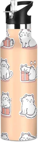Vista 19 de Art Exotic Shorthair Cats Pink Double Wall Vacuum Insulated Bottles Water Bottles With Straws Leak-proof BPA-Free Leak Proof for Gym Sports