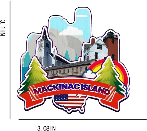 Vista 3 de Mackinac Island Michigan USA - Imán de madera para nevera, monumentos 3D, recuerdos coleccionables, decoración hecha a mano -2770