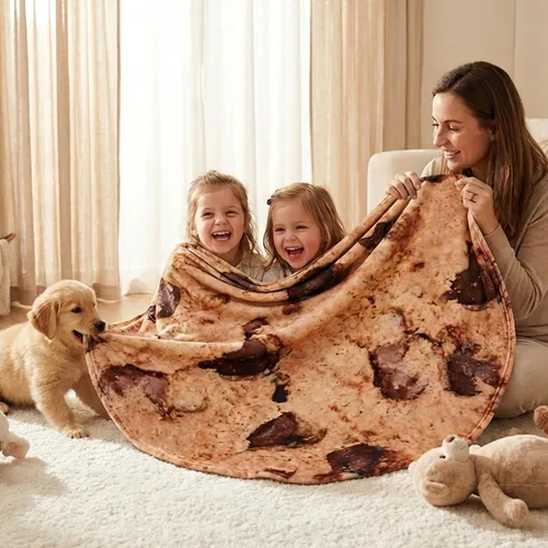 Vista 4 de Vessia Manta gigante de galletas, manta de comida divertida realista para adultos y niños, manta de galletas de chocolate suave de 300 GSM
