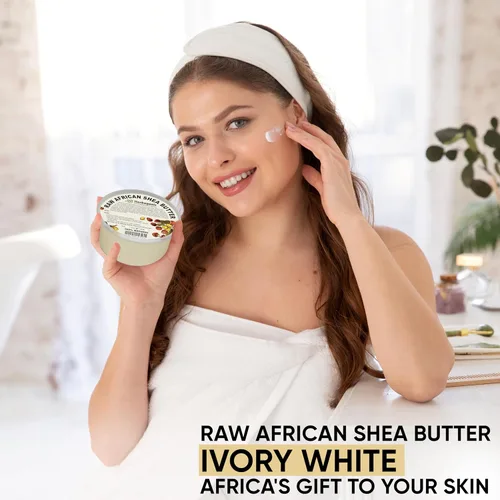Vista 9 de HERBOGANIC Manteca de karité africana pura cruda orgánica, marfil blanco 100% natural sin refinar Para cuerpo y cabello cuero cabelludo sin OMG