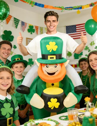Vista 4 de Disfraz inflable de duende del día de San Patricio para hombres