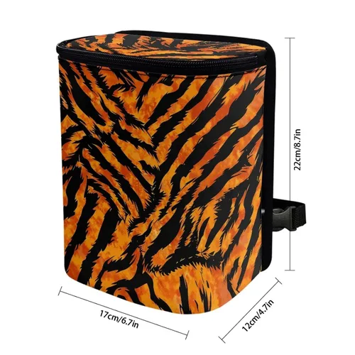 Vista 6 de Renewold Bote de basura para automóvil, con estampado de tigre y animales, ajustable, portátil, con tapa, para SUV, camioneta, sedán, camión, bolsa