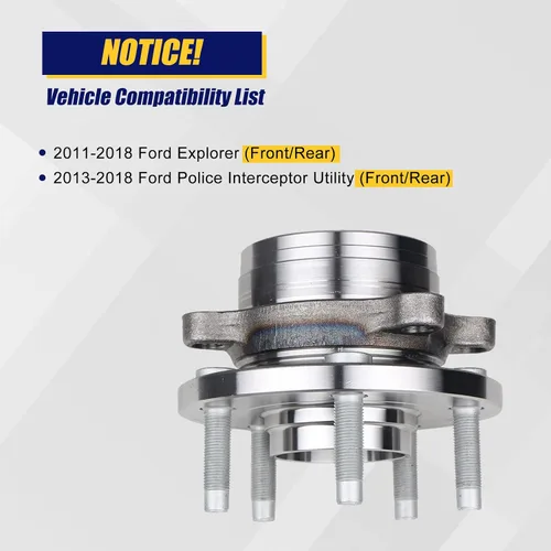 Vista 2 de KUSATEC 512460 Rodamiento de rueda delantera/trasera y conjunto de buje compatible con Ford Explorer 2011-2018, Ford Police Interceptor Utility