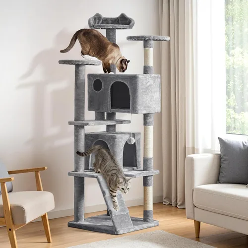 Vista 2 de Yaheetech - Árbol para gatos resistente de varios niveles de 70 pulgadas, condominio, postes rascadores de sisal Multi-level activity center