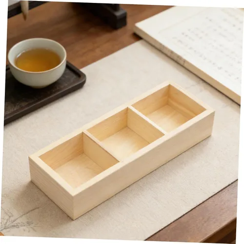Vista 6 de Tea Bag Storage Organizer Box with 3 Compartments Wooden Counter Holder