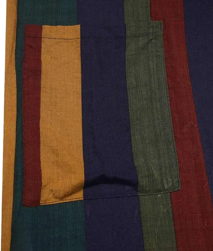 Vista 6 de Hotmiss Bata a rayas para hombre con botones, manga larga, estilo caftán Thobe Splits