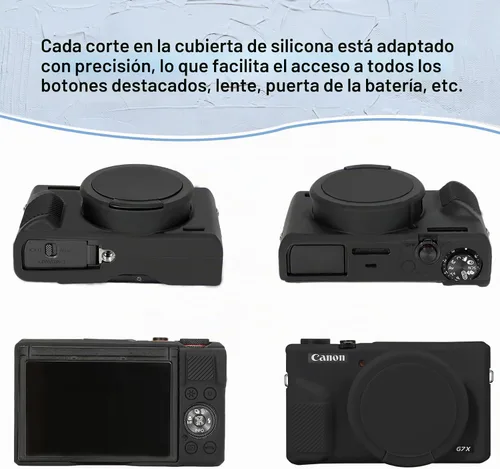 Vista 6 de Canboc Funda para cámara digital Canon PowerShot G7X Mark III, 1 funda rígida de transporte + 1 funda de silicona suave con cubierta extraíble