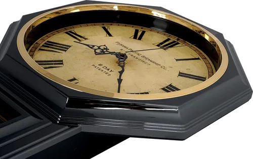 Vista 4 de JUSTIME Reloj de pared clásico vintage tradicional de estilo Schoolhouse, con péndulo y melodía Westminter cada hora, relojes de pared con melodía