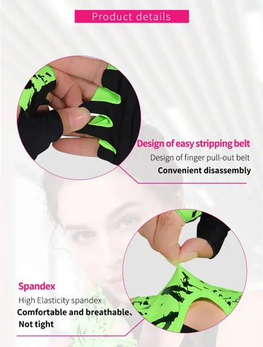 Vista 5 de Anser 7150694 Guantes cortos sin dedos para mujer, medio dedo, para interior, yoga, gimnasio, fisicoculturismo, entrenamiento, ciclismo al aire