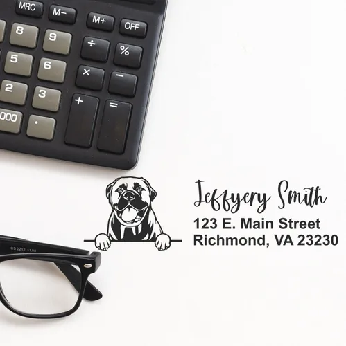 Vista 53 de American Bulldog Stamp Duo, Custom Return Address for Dog Lovers, Personalized Mail Mark for Letters and Cards
