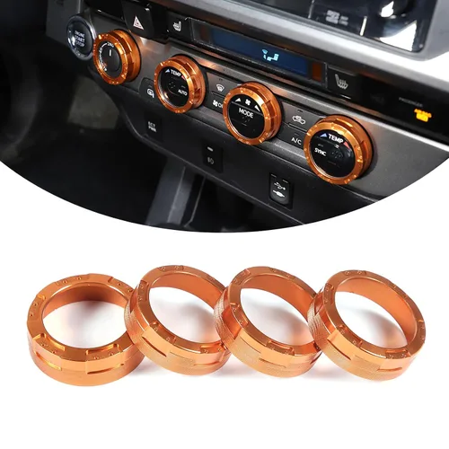 Vista 17 de Cubierta de anillo de botón de aleación de aluminio para automóvil y perilla de salida de volumen, 4 piezas, compatible con Toyota Tacoma 2016 2017
