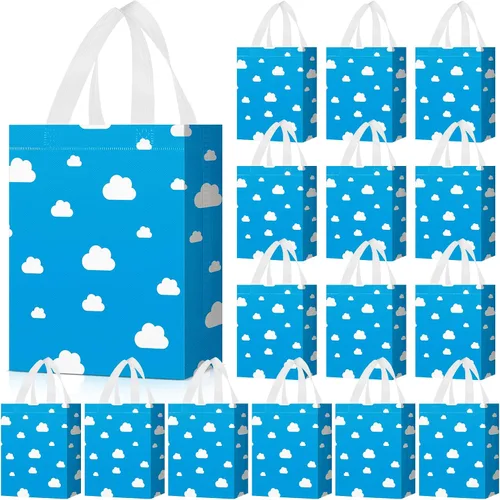 Vista 13 de Locmeo 24 bolsas de favor de fiesta de mariposa con asas, reutilizables, no tejidas, bolsas de dulces de mariposa rosa, azul y morado, bolsa