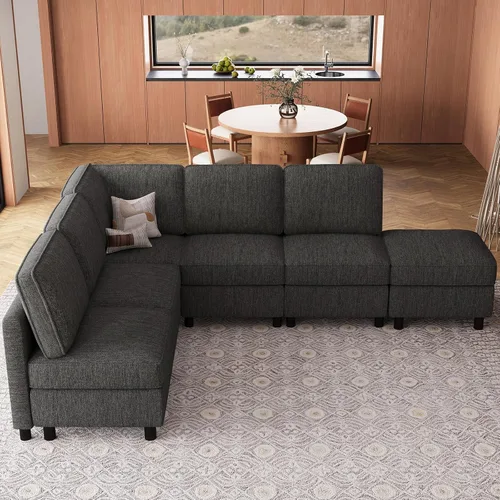 Vista 18 de Belffin - Sofá cama modular de 110.2 pulgadas, 12 asientos, color beige