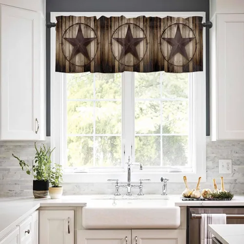 Vista 91 de Cenefa de cortina con lazo rojo de Navidad para ventanas, sala de estar, cocina, baño, granja, bolas de Navidad de acuarela con diseño de bayas