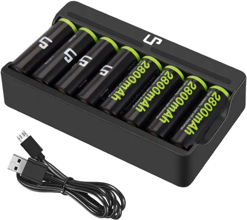 Vista 11 de LP Paquete de baterías recargables AA, paquete de 16 baterías dobles A de alta capacidad de 2300 mAh de 1.2 V NIMH para relojes, controles remotos