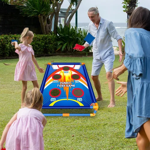 Vista 7 de Juego de lanzamiento de bolsas de frijoles para actividades al aire libre para niños, juegos de Cornhole para niños y niñas de 3, 4, 5, 6, 7, 8