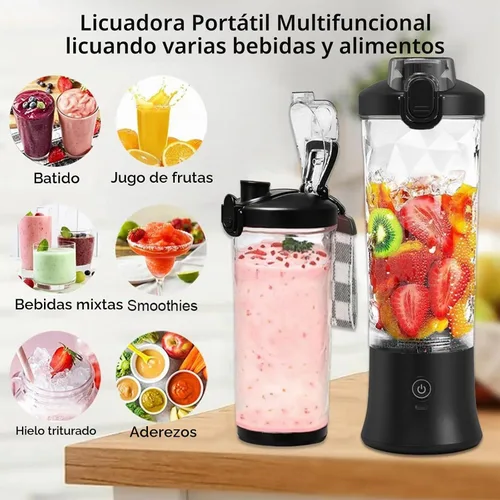 Vista 5 de Licuadora portátil de 20 onzas, licuadora de batidos recargable USB de 240 W con pantalla LED, modos de pulso y mezcla, IPX7 impermeable, sin BPA