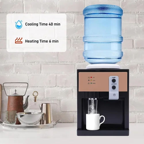 Vista 3 de Dispensador de enfriador de agua para encimera, 3 ajustes de temperatura, dispensador de agua caliente y fría, capacidad para botellas de 1.2 a 5