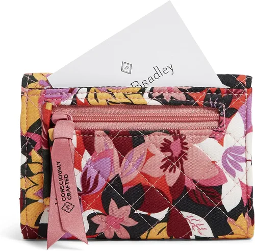 Vista 3 de Vera Bradley Cartera compacta Riley de algodón para mujer con protección RFID