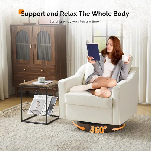 Vista 4 de VINGLI Silla giratoria moderna de estilo mitad de siglo, sillón tapizado 360°, sofá para el hogar con brazos de seguimiento para sala de estar