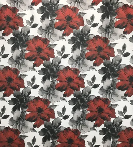 Vista 3 de Cortina de ducha gótica romántica: diseño floral de acuarela, rojo oscuro carbón negro blanco