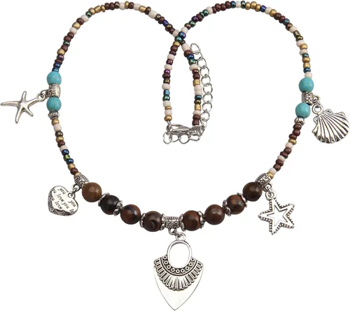 Vista 25 de Collares de cuentas de colores para mujer, collar de perlas turquesas, collar de cuentas de playa de verano, collares bohemios para mujer