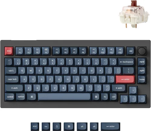 Vista 10 de Keychron V1 Max 75% Teclado Mecánico Personalizado RGB, 2.4Ghz/Bluetooth 5.1/Cable QMK/VIA Macro Programable Intercambiable en Caliente Interruptor
