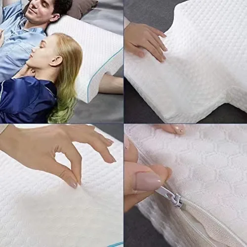 Vista 3 de HEYPORK Almohada de memoria arqueada para adultos, almohada de pareja con rebote lento, almohada cervical de espuma viscoelástica anticompresión