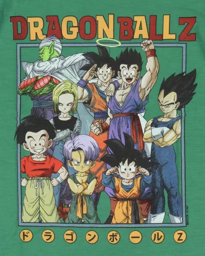 Vista 2 de Dragon Ball Z - Camiseta para niños, diseño de anime, artes marciales, talla M, color verde cazador, Verde cazador