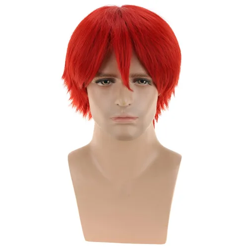 Vista 17 de RightOn Peluca marrón corta para disfraz, pelucas cortas marrones para hombre y mujer, fiesta de cosplay
